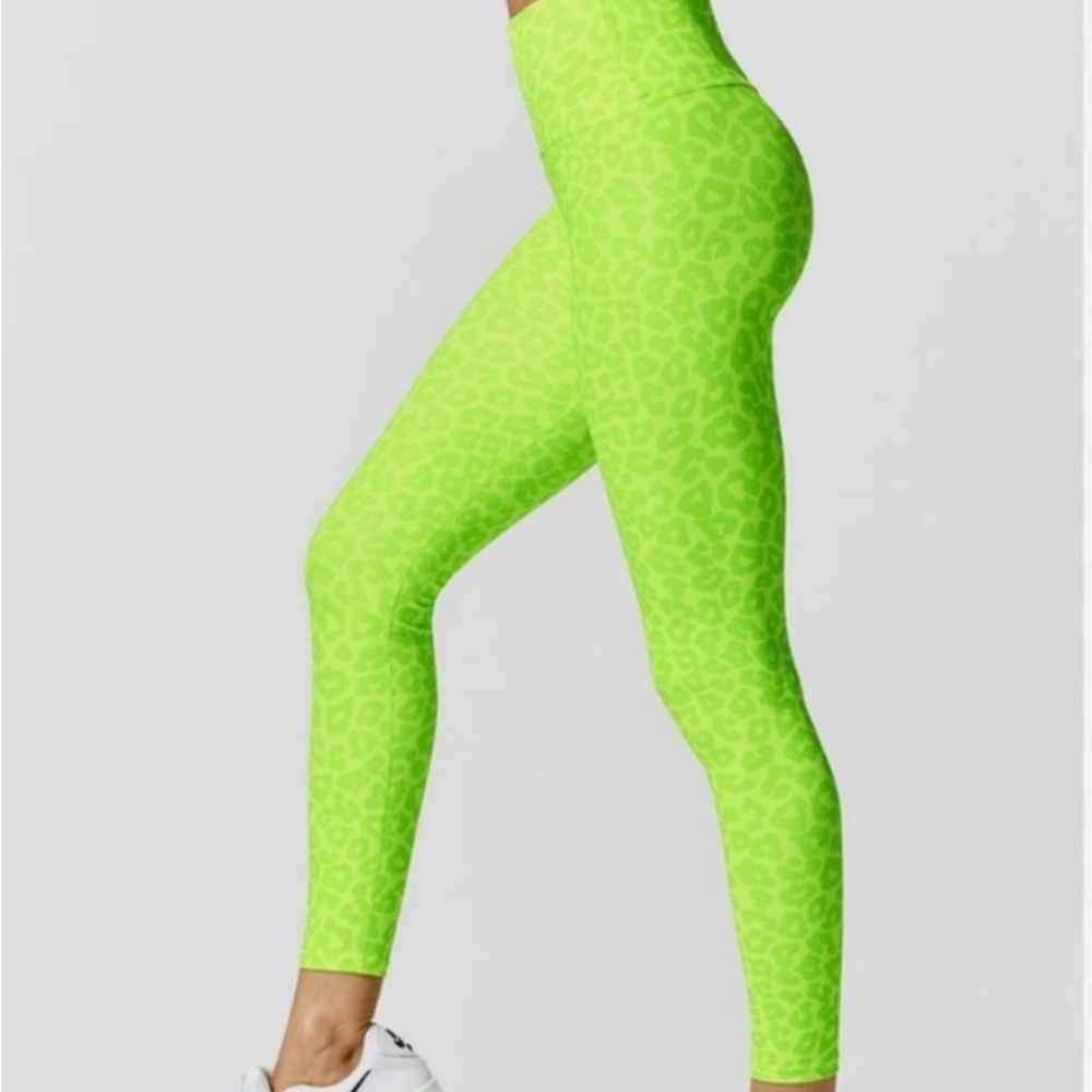 Beach Riot Neon Green Leopard Print Leggings
